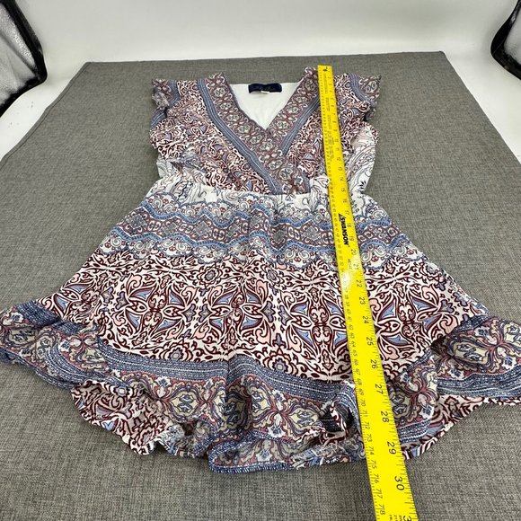 Blue Rain Romper Shorts Small‎ Ruffled V-Neckline Elastic Waist Lined Polyester - Picture 5 of 16